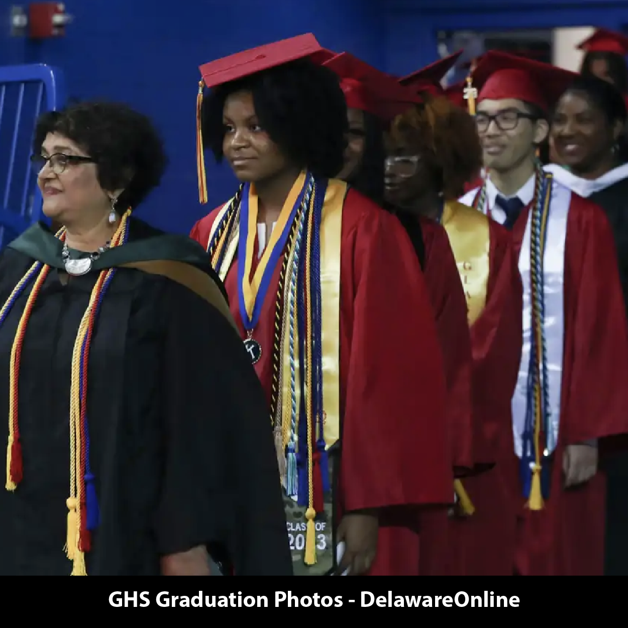 Group of graduates entering the Bob Carpenter Center arena - Glasgow High School Class of 2023